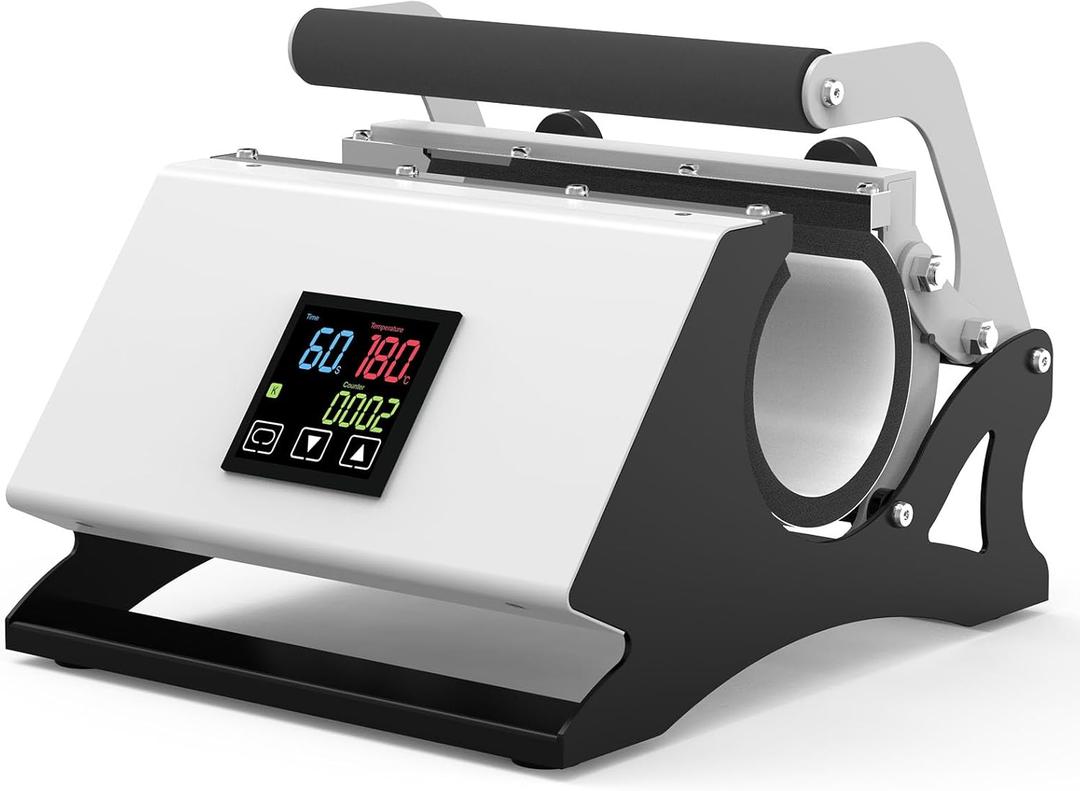 MYLIFE Tumbler Heat Press Machine Sublimation Mug Heat Press for 30oz 20oz 16oz Straight Blank Skinny Tumblers 11oz 10oz Ceramic Mugs Glasses DIY Heat Transfer Print Gifts for Families (White)