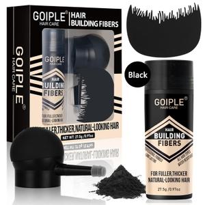 Hair Thickening Fibers & Pump Applicator Set Professional 3-in-1 Hair & Beard Styling Set - Hair Fibers Barber Enhancement Spray for Mens Hair or Beard - Hairline Enhancer & Volumizing Spray (Black)