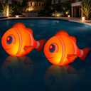 Floating Pool Lights Solar Powered, 16'' Inflatable Waterproof Clownfish Solar Pool Lights that Float, Auto On/Off LED Floating Lights for Pool Garden Backyard Outdoor Decoration - (2 Piece)