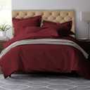 Pizuna Pure 100% Cotton Queen Duvet Cover Set, 600 Thread Count Long Staple Cotton Crisp Sateen Weave with Button Closure (Combed Rio Red Cotton Duvet Cover Queen)