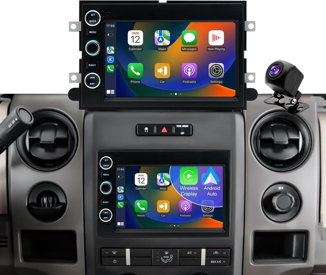 Radio Upgrade for Ford F150 2004-2008, F250 2006-2016, Ford E150/E250/E350 2009-2014, Expedition 2007-2014, Explorer Escape 7inch Touchscreen Car Stereo Carplay Andriod Auto Backup Camera GPS 5G WiFi