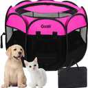 GOOZII Pet Cat Playpen for Indoor Cats Enclosed, Portable Foldable Dog Playpen Outdoor Tent Crate Cage with Zipper Top Cover Door for Kitten Puppy Outside Rv Car Camper (Small Size, Pink)