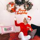 Pink Merry Christmas Tree 12x20 Pillow Cover, Preppy Christmas Decor, Glitter Coquette Bow Xmas Tree Decorative Lumbar Pillow Covers for Girls Dorm Bedroom Apartment Home