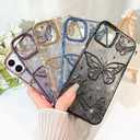 BITOBE Designed for iPhone 11, Cute 3D Butterfly Case Slim Plating Glitter Bling Luxury Cover for Women Girls Protective Camera Protection Bumper 6.1" Pink