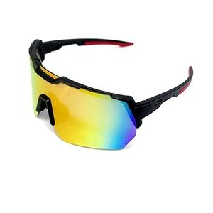 SummitRush Polarized sports sunglasses suitable for men and women with myopia, driving fishing mountain bikes sunglasses UV400 protection adjustable nose support sunglasses (Black red)