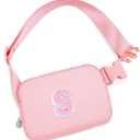Girls Belt Bag Fanny Pack for Kids Crossbody Bags with Initials Letter Patch Cute Stuff 10 Year Old Girl Birthday Gifts Trendy Stuff for Teens | Peach B