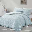BEDAZZLED Queen Comforter Set, Cornflower Blue Pinch Pleat Ruffle, 3 Pieces | Soft Microfiber Bedding Set, Pintuck Texture, Farmhouse Shabby Chic Style, Lightweight & Breathable, All Season Comfort