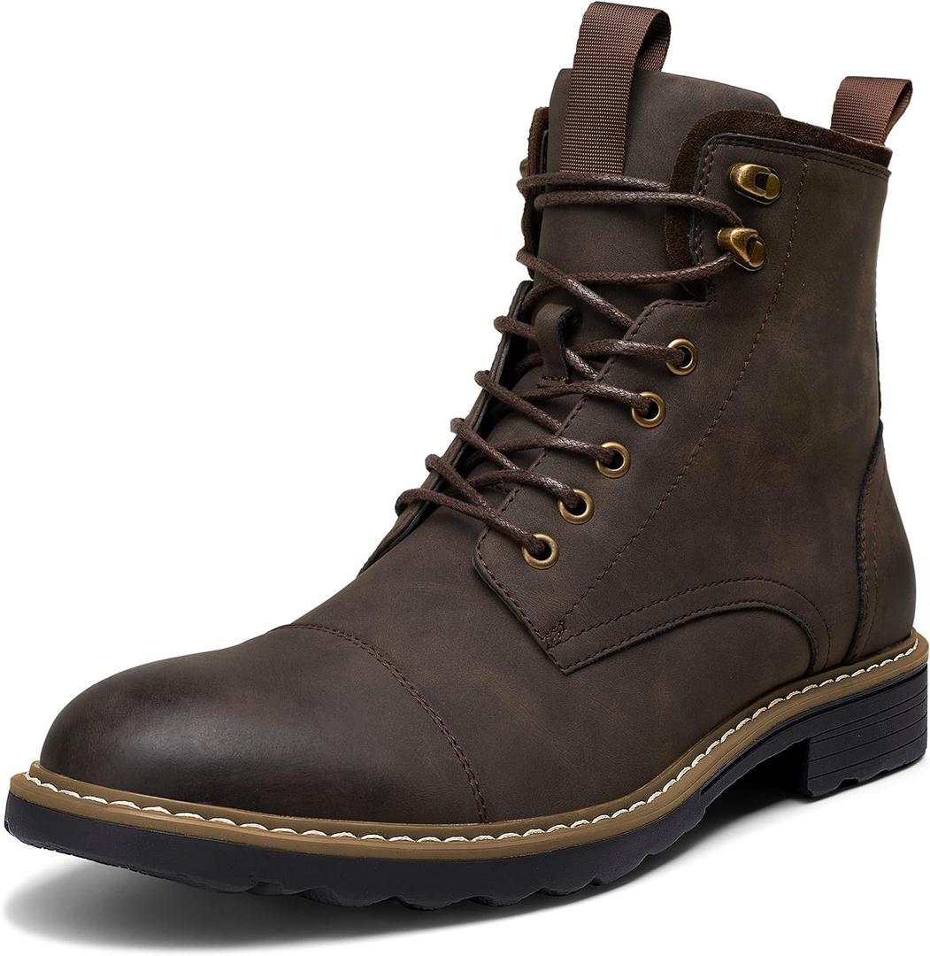 Vostey Mens Boots Motorcycle Casual Boots for Men Zipper Fashion Chukka Boots Mens (11.5, Bmy8033a-darkbrown)