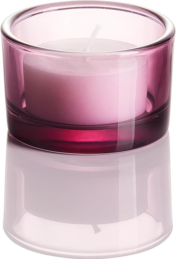 Red Tealight Candle Holders - Set of 18, Round Glass Candle Holder, 2" Diameter - CH03 - Aubergine Purple