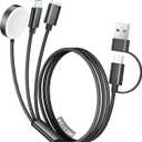 Temdan for Apple Watch Charger,3 in 2 USB C Cable for iPhone 16 Charger/Type C/Lightning,Multi Charging Cable Cord,Portable Travel Essentials Designed for iWatch Ultra/SE/10-1&iPhone 16-12-Black (4 FT)