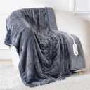 Electric Blanket Heated Throw, 50" x 60" Heated Blanket with 8 Heat Levels & 8 Hours Auto Off, Fast Heating Sherpa Blankets Machine Washable with ETL & FCC Certified, Light Grey