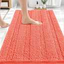 OLANLY Thick Bathroom Rugs 30x20, Extra Soft Absorbent Chenille Striped Bath Rugs, Rubber Backing, Machine Wash Dry, Bath Mats for Bathroom Floor, Tub and Shower, Home Decor Accessories, Coral