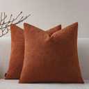 a moment Pack of 2 Decorative Chenille Throw Pillow Covers with Twill Cushion Covers for Sofa Living Room Couch Bed 20x20 Inch Rust