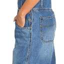 Lana Roux 90s Retro Dungaree Utility Denim Jumpsuit Jean Overalls (Cargo Medium Wash, X-Large)