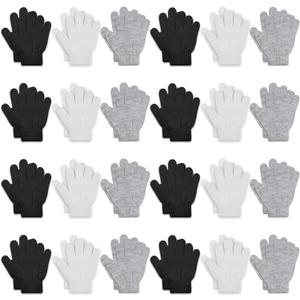 ONESING 24 Pairs Kids Gloves for Boys Girls Warm Toddler Knitted Winter Gloves Bulk Stretchy Warm Gloves for Children