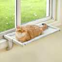 Window Sill Mount Cat Perch for Indoor Cats, One-Step Sliding Clamping Slot Adjustment Cat Hammock with Washable Cover, No Suction Cups Pet Bed for Windowsill & Bedside (XL)