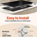 VEVOR Electric Cooktop, 36 inch 5 Burners Built-in Electric Stove Top, 8600W Ceramic Top Radiant Cooktop with Glass Panel, Touch Control, Timer, Child Lock, 9 Heat Level, 220-240V, Hard Wire (No Plug)