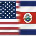 3×5 FT USA Costa Rica Combo Flag,Large Costa Rican Friendship Decor,Double Side Digital Printed 150D Polyester Banner With Canvas Header Brass Grommet For Outdoor Indoor Parade Car