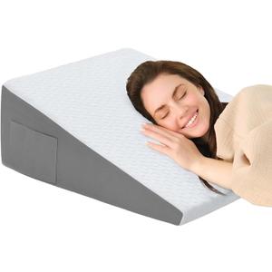 Wedge Pillow for Sleeping, 10" Bed Wedge After Surgery, Back Pain Relief, Memory Foam Pillow Triangle Incline Wedge for Back Support, Leg Elevation, Triangle Wedge 24 x 24 x 10 inch