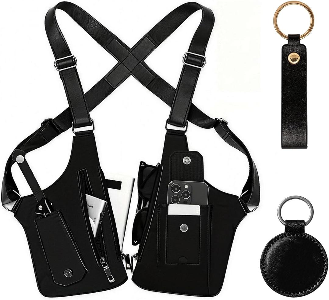 Double Shoulder Armpit Bag, Premium Leather Adjustable Underarm Shoulder Bag with Adjustable Strap Anti Theft Pickpocke