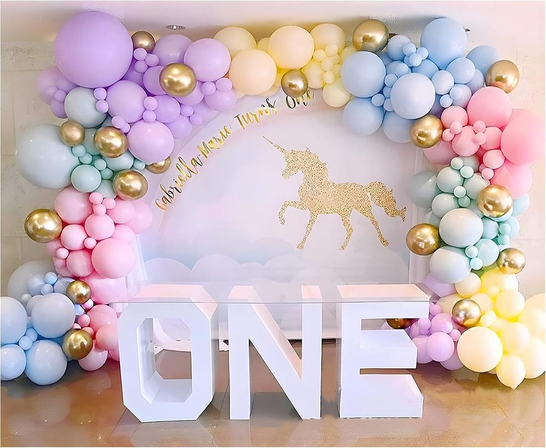 Rainbow Balloon Garland Arch Kit 171PCS Latex Balloon Pastel Balloon Garland Kit Macaron Colors 5,10,12,18 Inch Birthday Baby Shower Wedding Unicorn Party Decorations