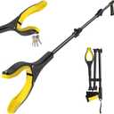 44 Inch Extra Long Grabber Reacher ToolFoldable Trash Pick Up Stick for Seniors with Strong Grip Magnetic360Rotating Anti-Slip Jaw 4" Wide Claw Opening,Hand Grabber for Reaching (Yellowblack)