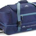 High Sierra Fairlead Portable 28 Inch Polyester Drop Bottom Wheeled Rolling Duffel Travel Bag with Recessed Telescoping Handle, Graphite Blue