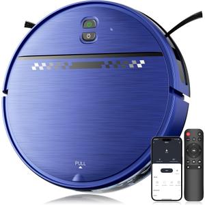MANVN Robot Vacuum and Mop Combo for Pet Hair, Robotic Vacuum for Hard Floors and Carpets, 2.87'' Ultra-Slim, with 3D Obstacle Avoidance, Wi-Fi/App/Voice Controlled, Self-Charging