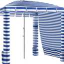 Umineux Beach Cabana - 8FT Beach Canopy with Side Wall, Easy Setup Beach Tent Sun Shelter, Waterproof Tent - Portable Shade for Whole Family (Navy Stripes)