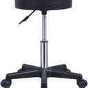 KKTONER Round Rolling Stool PU Leather Height Adjustable Swivel Drafting Work SPA Salon Stools Chair with Wheels Black