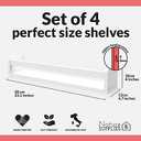 NATURE SUPPLIES Set of 4, White Floating Nursery Book Shelves, 23.1" Solid Wood Floating Bookshelves, Wall Book shelf for Kids Rooms Decor, Toys & Playroom Furniture, Kids Bookshelf, Nursery Bookshelf