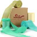 Pretty Jolly Blue Green Silk Satin Ribbon for Flower Bouquet 4 Rolls 1 Inch x 5Yd Handmade Frayed Fabric Ribbons for Gift Wrapping,Crafts,Baby Shower,Wedding Invitations,Hair Bows and Holiday Decor