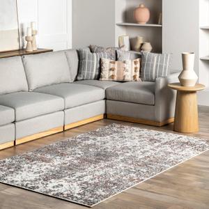 nuLOOM Deedra Modern Abstract Area Rug - 5x8 Area Rug Modern/Contemporary Red/Ivory Rugs for Living Room Bedroom Dining Room Kitchen