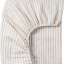 Meracorallo Muslin Fitted Crib Sheet, Soft and Breathable Baby Crib Sheet for Standard Crib and Toddler Mattresses (Neutral Stripe)