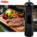 Wooden Pepper Mill Grinder Set, Salt & Pepper Mills, Shakers, & Sets, Grinder Set of 2 Wooden, Rubber Wood, Black and White