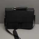 Jack&Chris Mens New PU Leather Attache Briefcase Traditional Messenger Lawyer Bag, MBYX015 (Black)