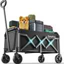 SUNNYFEEL Lightweight Folding Wagon Cart, 350LBS Portable Wagon Carts Foldable for Shopping Camping Garden Beach,Black