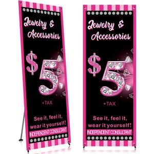 Jewelry Banner and X Stand 24 x 63 Inch Vinyl Banner Stand Independent Consultant Accessories for Business Shop Boutique Trade Shows