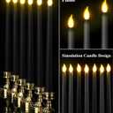 Funtery 48 Pcs Flameless LED Taper Candles Battery Operated Candles Bulk Realistic LED Candlesticks Flickering for Wedding Church Graduation Party Home Decor(Black,Classic Style)