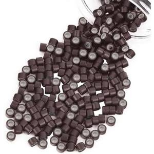Vlasy 200Pcs 4mm Silicone Lined Micro Ring Beads for Hair Extensions 5Colors Apply (200Pcs Brown)