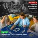 Permium Mahjong Racks with Pushers 4-Piece Set Clear Acrylic Mahjong Tiles Racks with Built-in Pushers Mahjong Accessories Transparent Mahjong Tile Holder, 18.5 x 3.5 x 2.13 Inches
