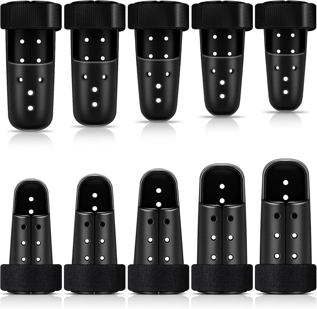BBTO 10 Pcs Mallet Finger Splint, 5 Sizes Finger Support Brace Stabilizer Straightener Plastic Fingertip Protectors Arthritis Knuckle Immobilization for Thumb Pinky Middle Index Ring(Black)