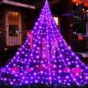 Halloween Decorations Spider Web Lights, 280 LED 19.85Ft*14.76Ft Purple Giant Led Spider Web Light with 8 Modes Purple Spider Web Lights for Patio, Garden, Haunted House Décor