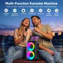 Karaoke Machine for Adults Kids, Portable Bluetooth Speaker with 2 Wireless Microphones, TWS Mode & LED Light, 10H Battery PA System, Home Party Outdoor Camping Birthday Gifts (Black)