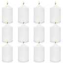 12 Pack 2x3 Inch White Pillar Candles, 22 Hours Dripless Smokeless Unscented Candles for Home Weddings Restaurant Spa Church and Emergency