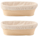 DOYOLLA Bread Proofing Baskets Set of 2 10 inch Oval Shaped Dough Proofing Bowls w/Liners Perfect for Professional & Home Sourdough Bread Baking