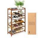 Shoe Rack for Front Foor Entrance, Bamboo Shoe Rack for Closet Shoe Organizer Closet Organizers and Storage Shelves (Brown, 6 Tier)