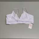 Women's Twist Front V Neck Bikini Top Padded Adjustable Spaghetti Straps Bathing Suit Tops Only (X-Large, White)