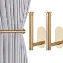 2 Pack Adhesive Curtain Holdbacks Curtain Tie Backs Curtain Holdbacks No Drill Curtain Pull Backs Adhesive Curtain Hooks Curtain Holders for Drapes (2, Gold)