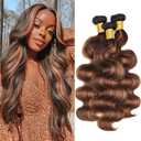 BilltiiWW 1BP430 Body Wave Bundles Highlight Body Wave Bundles Brown and Light Brown two tone Brazilian Hair Soft and Silky for Black Women 08 10 12 Inch